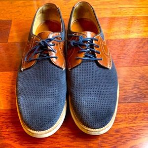 Johnston and Murphy Blue brown cloth and leather